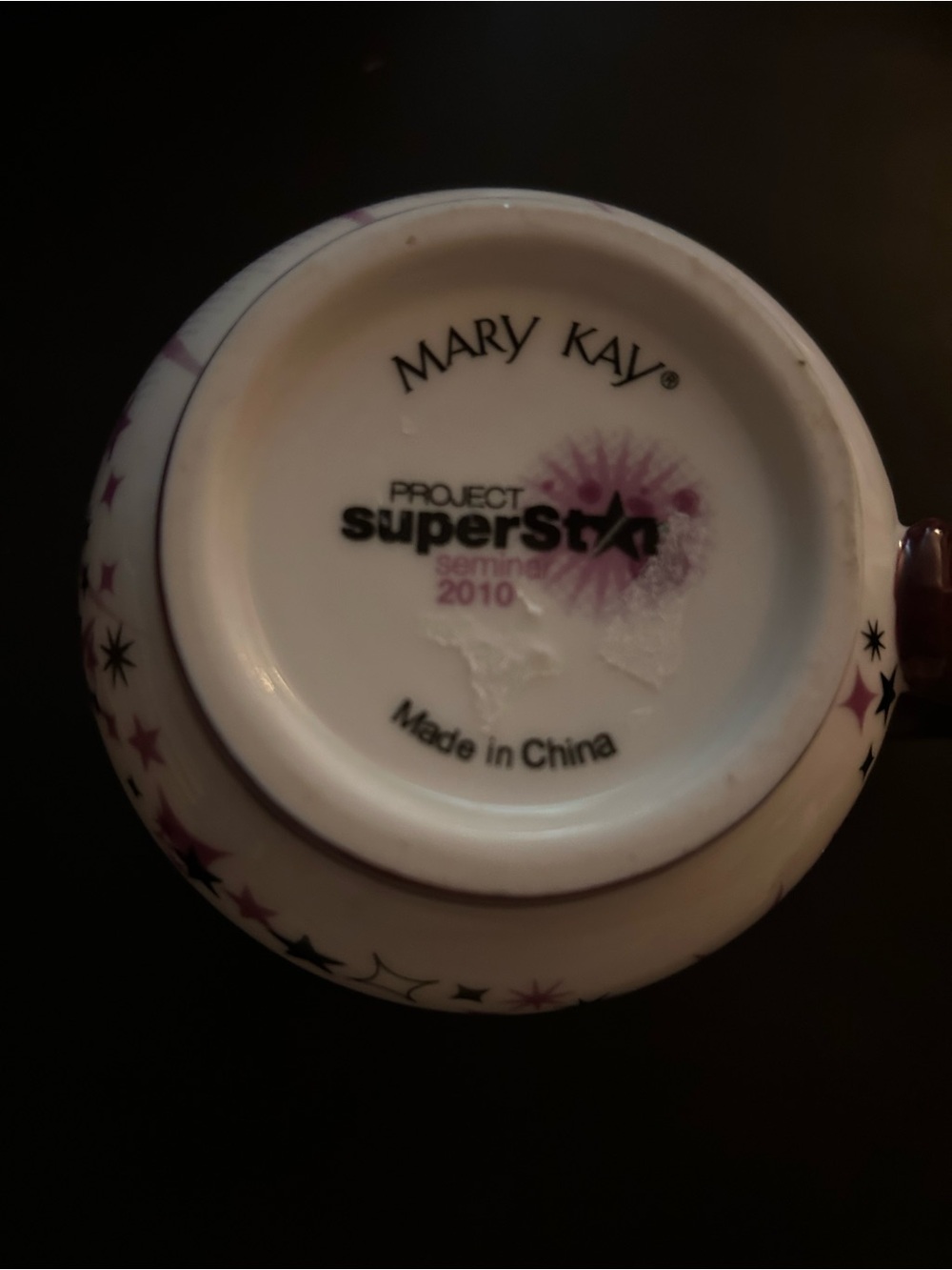 Mary Kay White and Pink Project Superstar Ceramic Mug